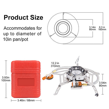 Widesea Camping Wind Proof Gas Burner Outdoor Strong Fire Stove Heater Tourism Equipment Supplies Tourist Kitchen Survival Trips