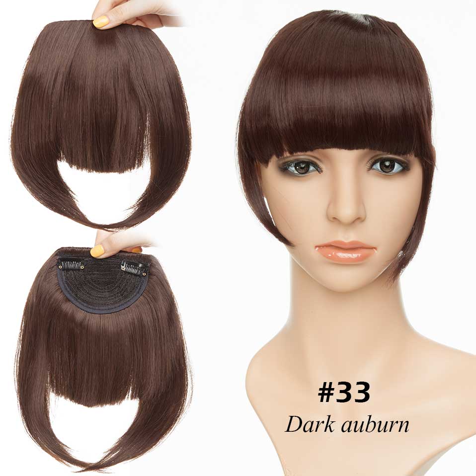 S-noilite Synthetic 15Colors Real Thick 35g Natural Bang False Hair Black Brown Auburn Red Clip In On Bangs Hair