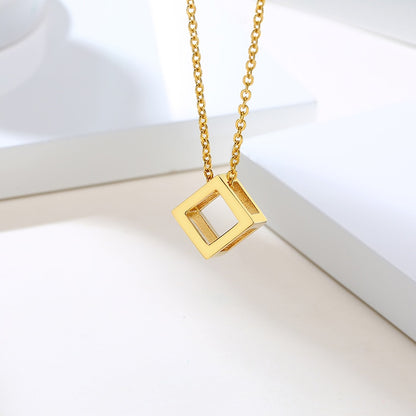 Vnox Retro Hollow Cube Pendant for Men Stainless Steel Square Vintage Necklace Punk Geometric Collier 24" Chain