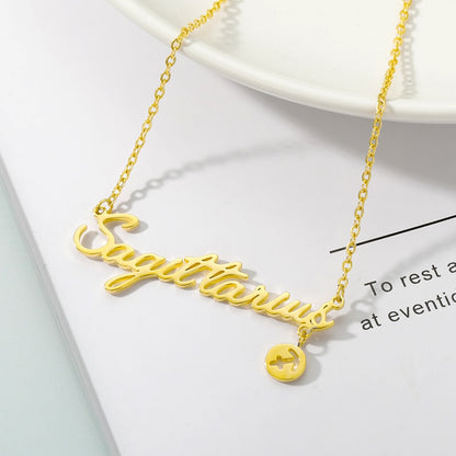 Twelve Constellation Zodiac Necklaces for Women Tiny Letter Choker Necklaces Scorpio Leo Libra Taurus Virgo Gemini Sagittarius