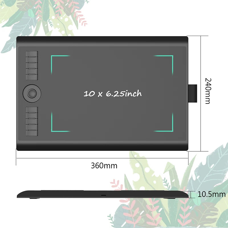 GAOMON M10K PRO 10 * 6.25'' Graphic Drawing Pen Tablet with 8192 Pressure Battery-Free Stylus Support OTG Function