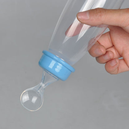 Newborn Baby Squeezing Feeding Bottle Silicone Training Rice Spoon Infant Cereal Food Supplement Feeder Safe Tableware Tools