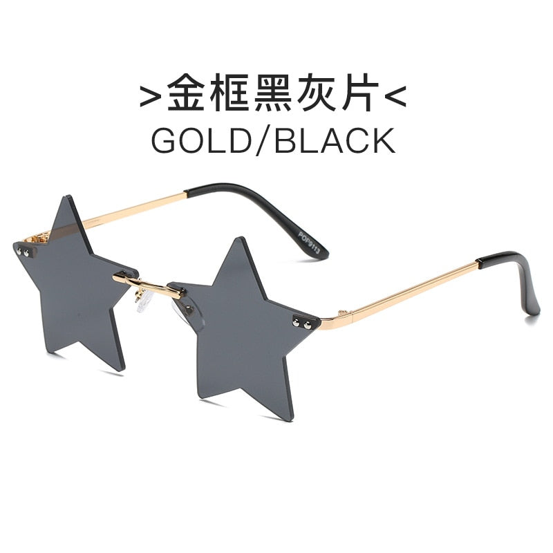 Steampunk Vintage Sunglasses Women Star Mirror Rimless Sunglasses Men Frameless Trend Fashion Retro Small Sunglasses Eyewear