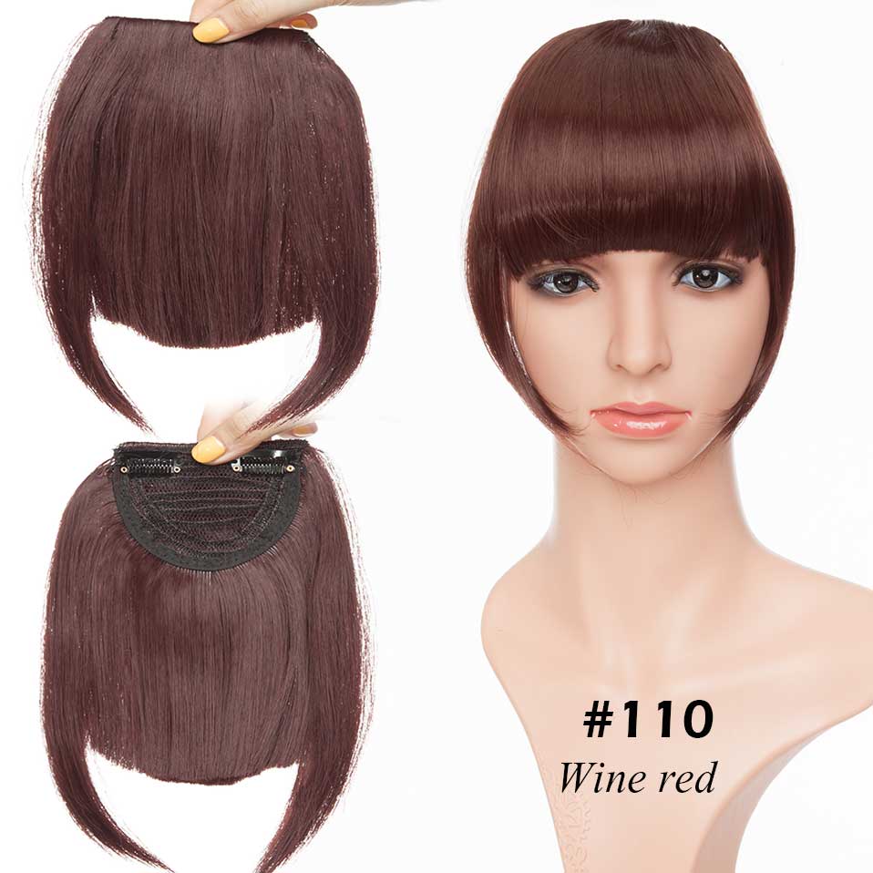 S-noilite Synthetic 15Colors Real Thick 35g Natural Bang False Hair Black Brown Auburn Red Clip In On Bangs Hair