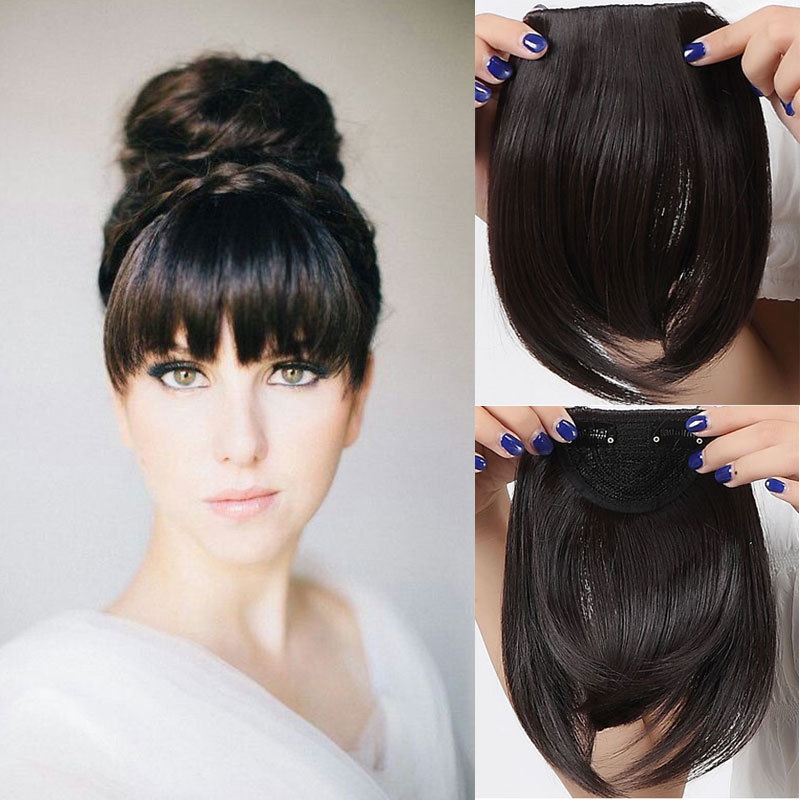 S-noilite Synthetic 15Colors Real Thick 35g Natural Bang False Hair Black Brown Auburn Red Clip In On Bangs Hair