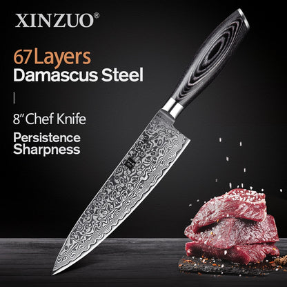XINZUO 1pcs/5pcs Kitchen Knives Set 67Layer VG10 Damascus Steel Chef Cleaver Santoku Utility Paring Knife Pakkawood Handle