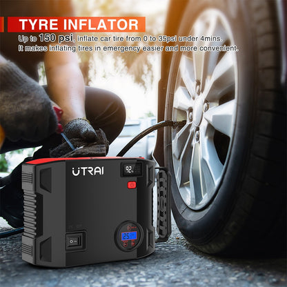 UTRAI 4 In 1 2000A Jump Starter Power Bank 16000mAh 150PSI Air Compressor Tire Pump Portable Charger Car Booster Starting Device