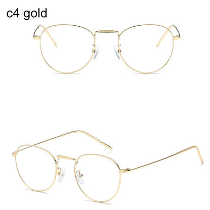 Fashion Blue Light Glasses Retro Metal Frame Anti Blue Ray Computer Glasses Women Men Vintage Designer Round Glasses Frame