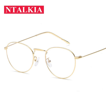 Fashion Blue Light Glasses Retro Metal Frame Anti Blue Ray Computer Glasses Women Men Vintage Designer Round Glasses Frame