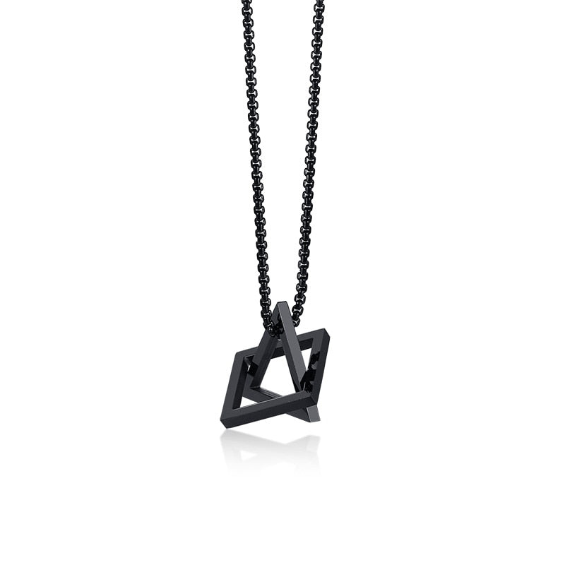 Vnox Retro Hollow Cube Pendant for Men Stainless Steel Square Vintage Necklace Punk Geometric Collier 24" Chain