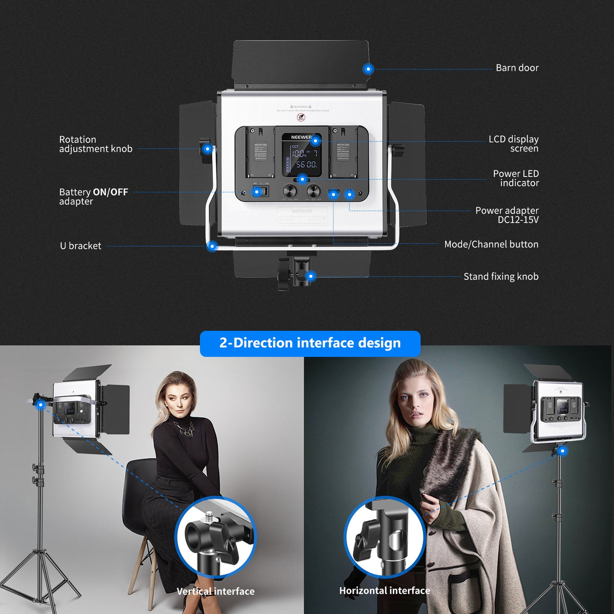 Neewer 2 Packs 660 RGB Led Light with APP Control, Photography Video Lighting Kit with Stands and Bag