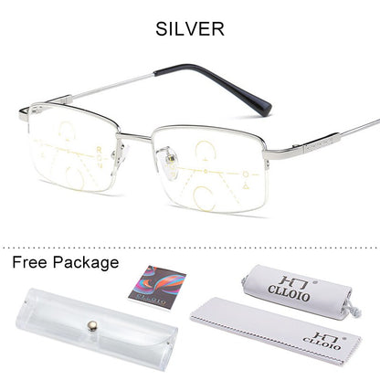 CLLOIO Progressive Multifocal Reading Glasses Men Blue Light Blocking Titanium Alloy Presbyopic Glasses Women Bifocal Eyewear