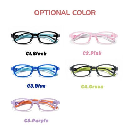 Children's Computer Eyeglasses Boy Girl Rectangle Blue Light Blocking Glasses Kids Removable TR90 Flexible Silicone Frame UV400