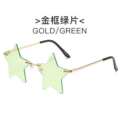 Steampunk Vintage Sunglasses Women Star Mirror Rimless Sunglasses Men Frameless Trend Fashion Retro Small Sunglasses Eyewear