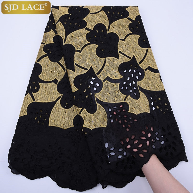 SJD LACE High Quality Swiss Voile Lace In Switzerland With Stones Eyelet Holes Nigerian African Lace Fabric For Party Sew A1813