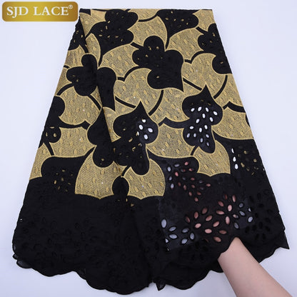 SJD LACE High Quality Swiss Voile Lace In Switzerland With Stones Eyelet Holes Nigerian African Lace Fabric For Party Sew A1813