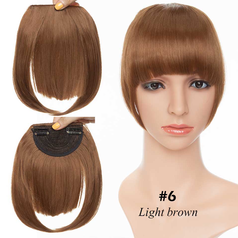 S-noilite Synthetic 15Colors Real Thick 35g Natural Bang False Hair Black Brown Auburn Red Clip In On Bangs Hair