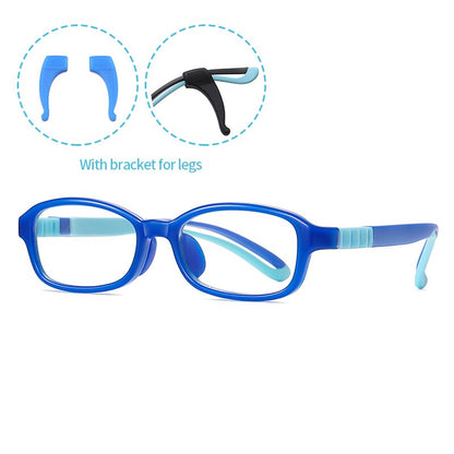 Children's Computer Eyeglasses Boy Girl Rectangle Blue Light Blocking Glasses Kids Removable TR90 Flexible Silicone Frame UV400