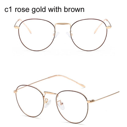 Fashion Blue Light Glasses Retro Metal Frame Anti Blue Ray Computer Glasses Women Men Vintage Designer Round Glasses Frame