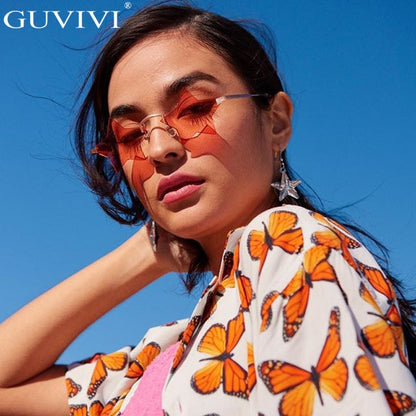 Steampunk Vintage Sunglasses Women Star Mirror Rimless Sunglasses Men Frameless Trend Fashion Retro Small Sunglasses Eyewear
