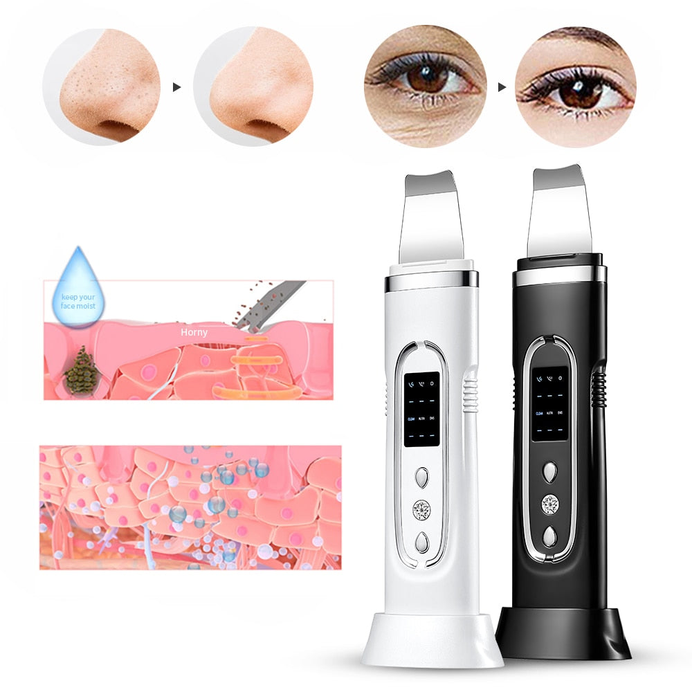 Ultrasonic Skin Scrubber Electric Facial Cleansing Pore Deep Cleaner Acne Blackhead Remover Peeling Shovel Device Beauty Machine