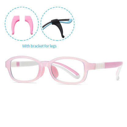 Children's Computer Eyeglasses Boy Girl Rectangle Blue Light Blocking Glasses Kids Removable TR90 Flexible Silicone Frame UV400