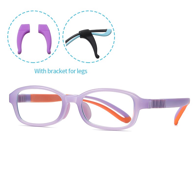 Children's Computer Eyeglasses Boy Girl Rectangle Blue Light Blocking Glasses Kids Removable TR90 Flexible Silicone Frame UV400