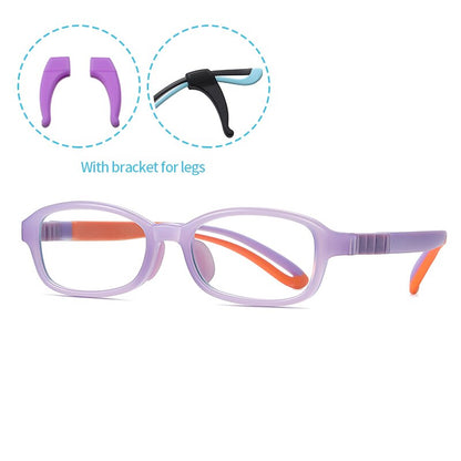 Children's Computer Eyeglasses Boy Girl Rectangle Blue Light Blocking Glasses Kids Removable TR90 Flexible Silicone Frame UV400