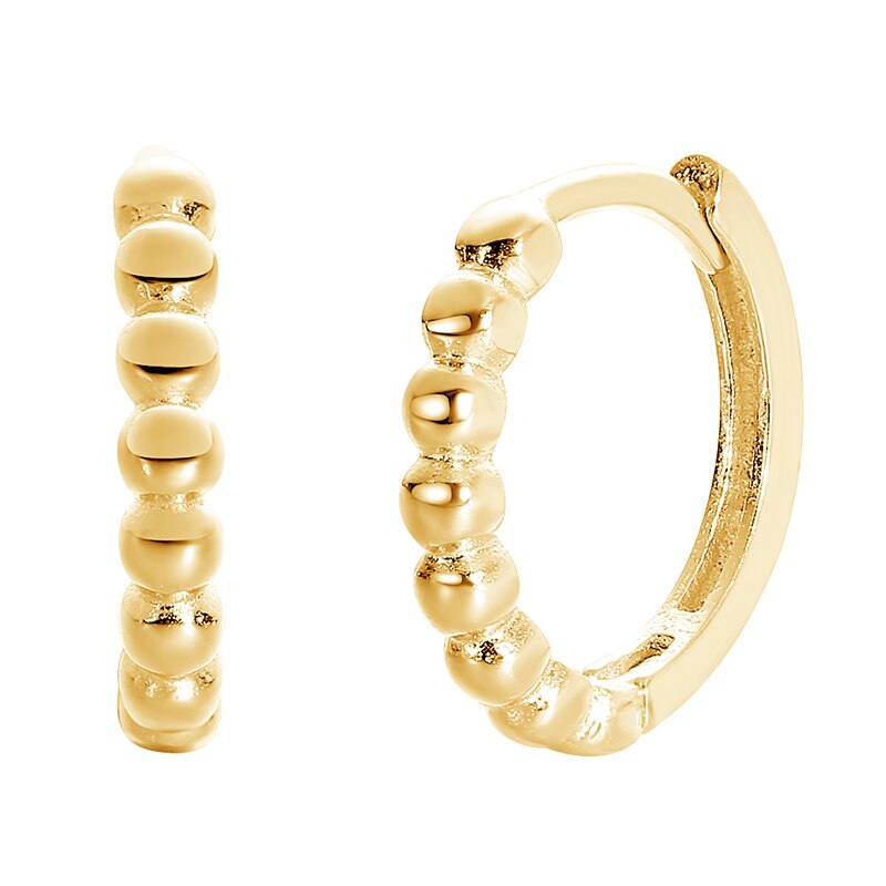 ELESHE Ins Style Simple Beaded Hoop Earrings with Gold Plated 925 Sterling Silver Fine Earrings For Women Jewelry 2021