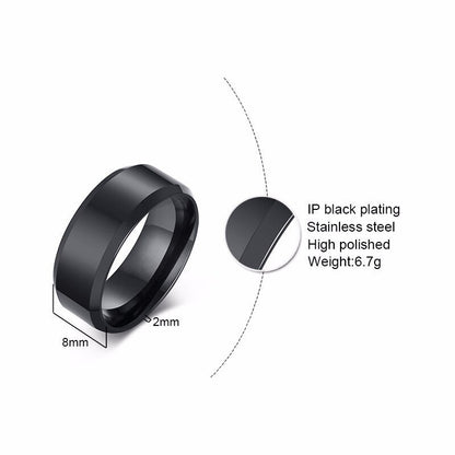 Vnox Cool Chinese Dragon Ring for Men Personalized Engraving 8mm Black Stainless Steel Punk Male Anel Gift for Him