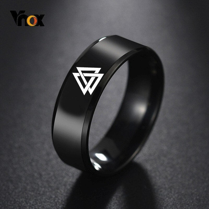 Vnox Cool Chinese Dragon Ring for Men Personalized Engraving 8mm Black Stainless Steel Punk Male Anel Gift for Him