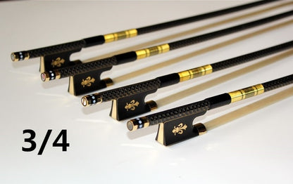 1pc New PRO 4/4 3/4 1/2 1/4 szie Carbon fiber violin bow with grillwork Ebony Frog Carving flower