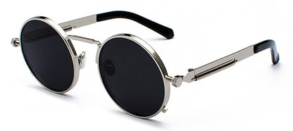 Peekaboo clear red sunglasses men steampunk 2019 metal frame retro vintage round sun glasses for women black uv400