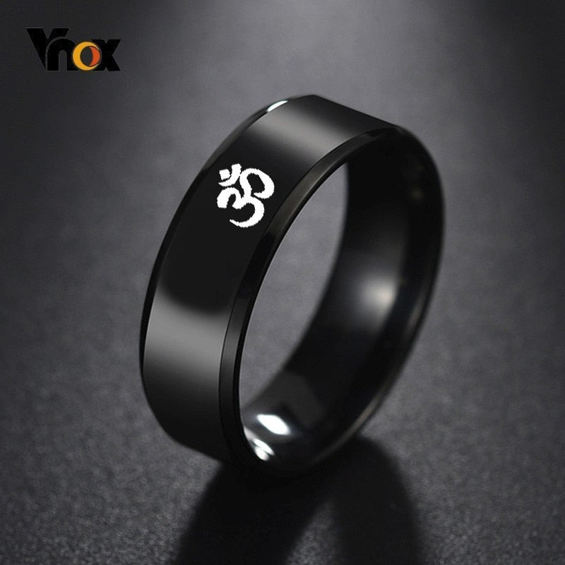 Vnox Cool Chinese Dragon Ring for Men Personalized Engraving 8mm Black Stainless Steel Punk Male Anel Gift for Him