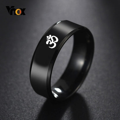 Vnox Cool Chinese Dragon Ring for Men Personalized Engraving 8mm Black Stainless Steel Punk Male Anel Gift for Him