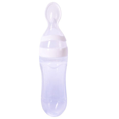 Newborn Baby Squeezing Feeding Bottle Silicone Training Rice Spoon Infant Cereal Food Supplement Feeder Safe Tableware Tools
