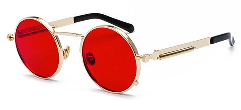 Peekaboo clear red sunglasses men steampunk 2019 metal frame retro vintage round sun glasses for women black uv400