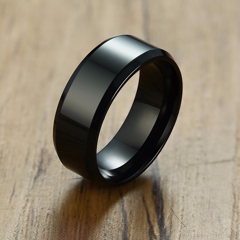 Vnox Cool Chinese Dragon Ring for Men Personalized Engraving 8mm Black Stainless Steel Punk Male Anel Gift for Him