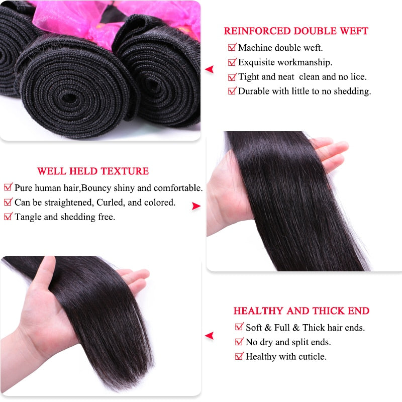 Queen Hair Raw Virgin Hair Straight 100% Human Hair Unprocessed Virgin Hair Bundles Weave Extension Brazilian Hair Natural Color