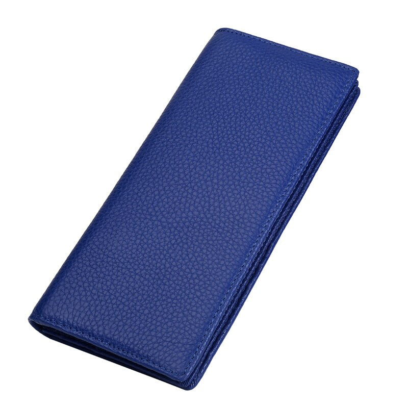 Fashion Genuine Leather Women Wallets RFID Blocking Long Slim Bifold Lady Card Holder Purse