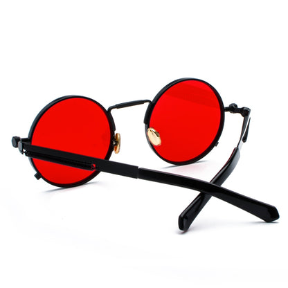 Peekaboo clear red sunglasses men steampunk 2019 metal frame retro vintage round sun glasses for women black uv400
