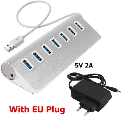 USB HUB 3.0 4/7 Ports Multi USB 3.0 HUB Splitter With Power Adapter USB Hab High Speed 5Gbps USB Splitter 3 HUB Laptop Computer
