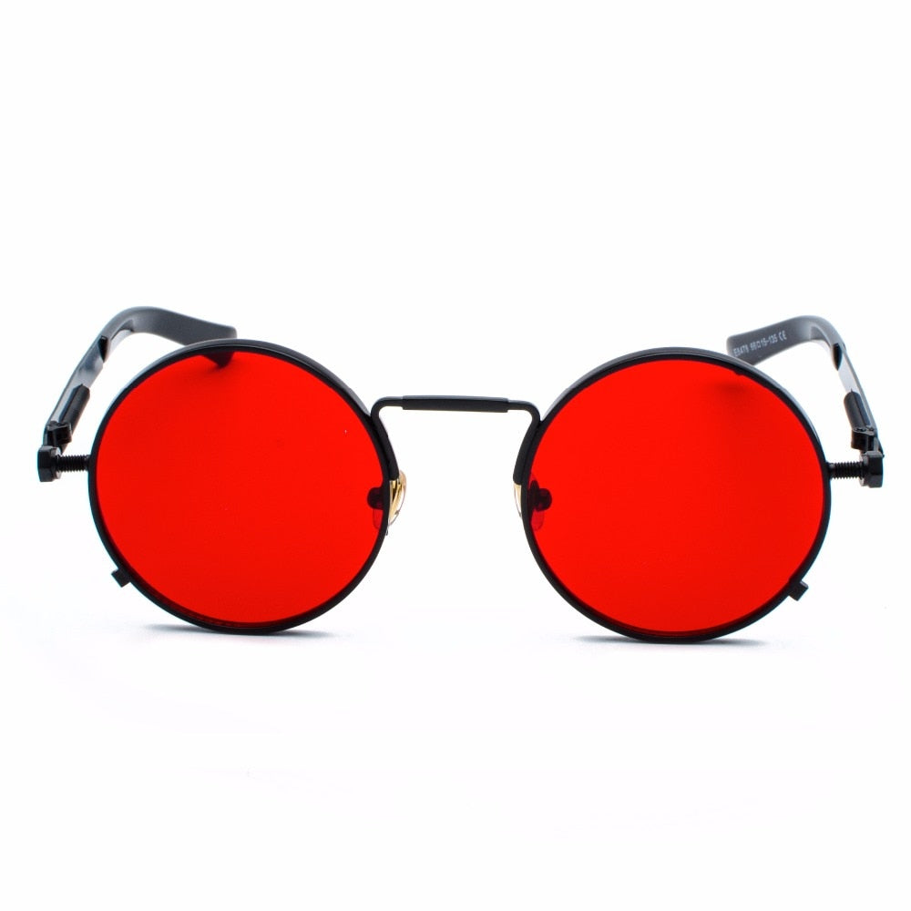 Peekaboo clear red sunglasses men steampunk 2019 metal frame retro vintage round sun glasses for women black uv400