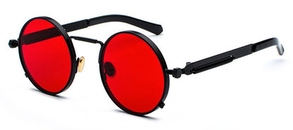 Peekaboo clear red sunglasses men steampunk 2019 metal frame retro vintage round sun glasses for women black uv400