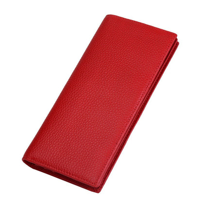 Fashion Genuine Leather Women Wallets RFID Blocking Long Slim Bifold Lady Card Holder Purse