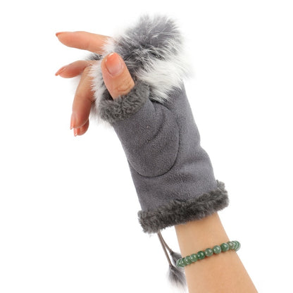 1 Pair Women Winter Warm Glove Faux Rabbit Fur Hand Wrist Warmer Fingerless Gloves