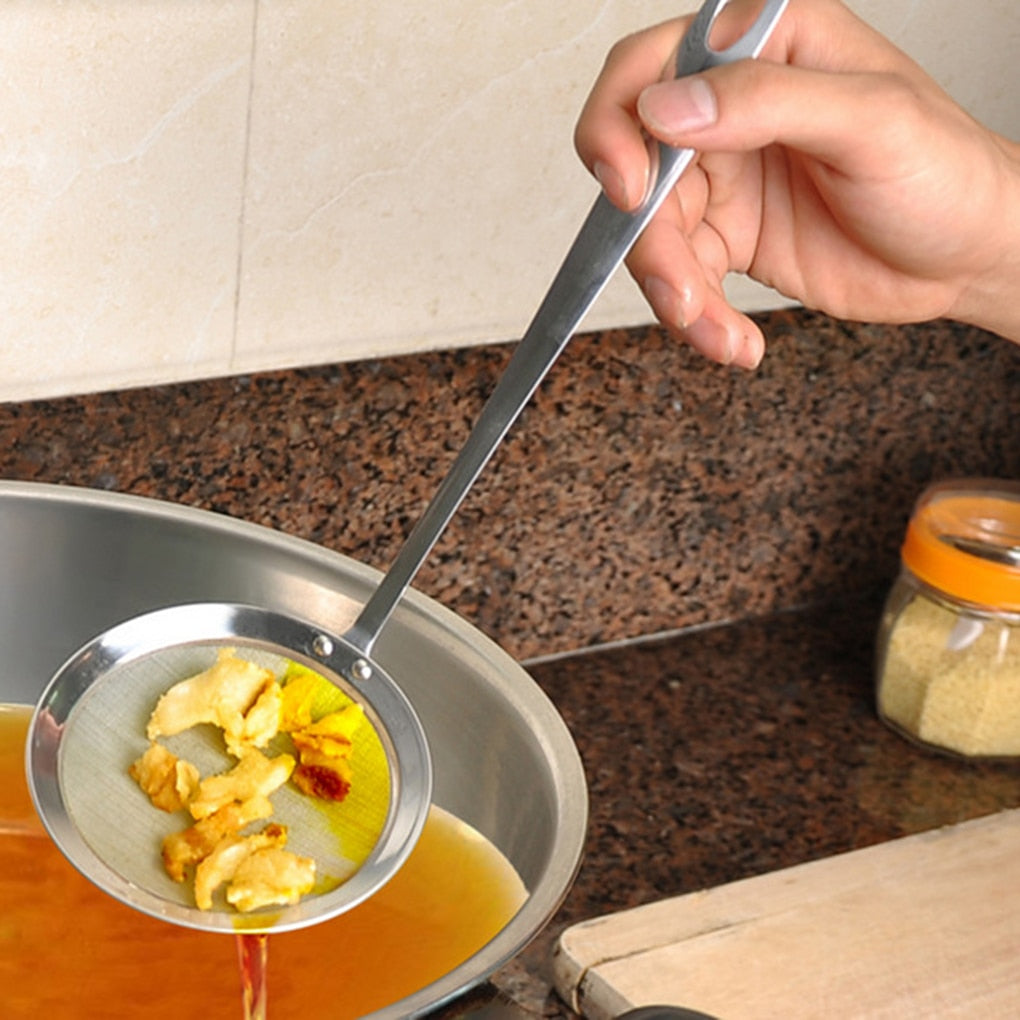 New Kitchen Tools &amp; Gadgets Stainless Steel Mesh Skimmer Vegetable Residue Oil Mesh Colander Strainer