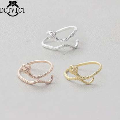 Personality Punk Exaggerated Snake Ring Retro Snake-Shaped Nightclub Ring Stainless Steel Opening Adjustable Ring Valentine Gift