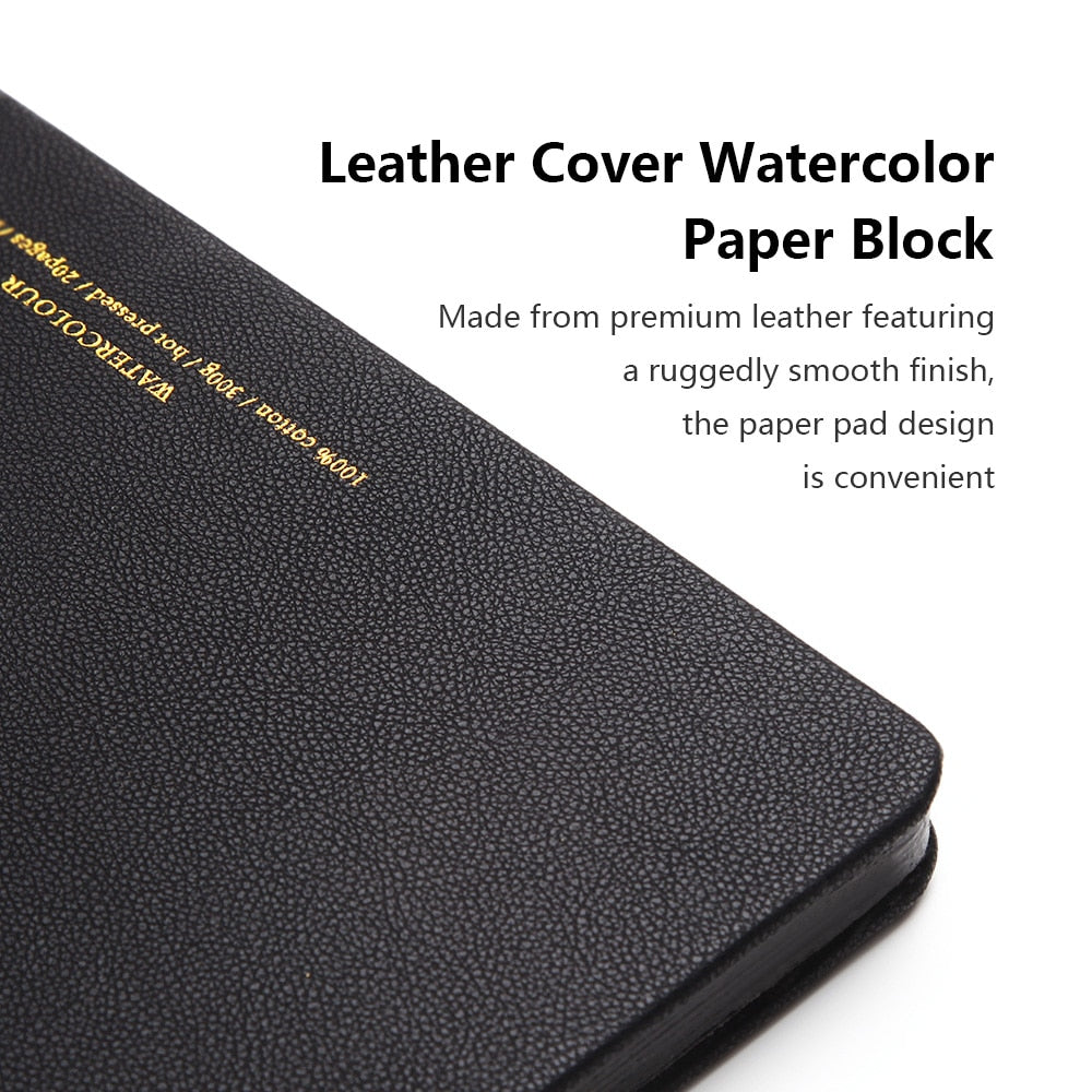 Paul Rubens 300g/m2 Watercolor Paper Pad 20 Sheets 100% Cotton Leather Cover Paper Blocks for Ourdoor Painting 16K/32K