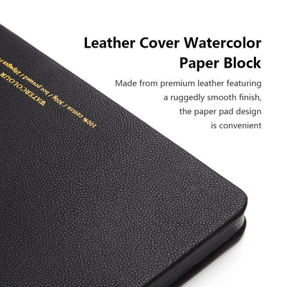 Paul Rubens 300g/m2 Watercolor Paper Pad 20 Sheets 100% Cotton Leather Cover Paper Blocks for Ourdoor Painting 16K/32K